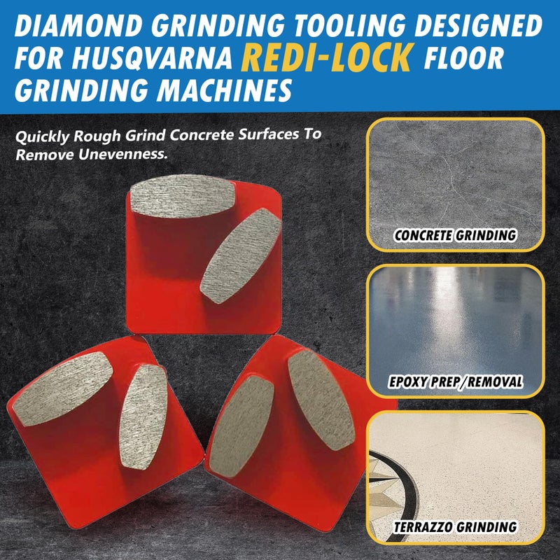 EDiamondTools Diamond Concrete Grinding Discs for Husqvarna Redi-Lock, Medium Bond, Set of 3, 30/40 Grit - Image 2